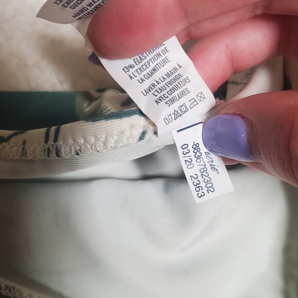 Aerie Tropical Print Gold Metallic Straps Bikini Bottoms NWT Medium Plants Green - Picture 8 of 8